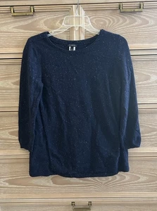 TALBOTS Cotton Wool Blend Confetti Blue Crew Neck Sweater Size Small - Picture 1 of 3