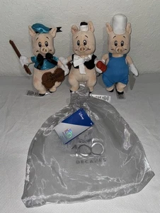 Disney Parks World 100 Decades The Three Little Pigs Plush Set New Open Bag - Picture 1 of 7