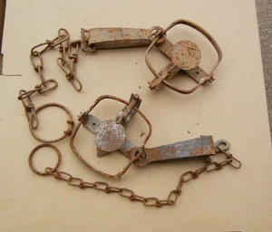 Lot of 2 #0 Single Long Spring Traps, 1 Oneida Victor & 1 Duke - Picture 1 of 1