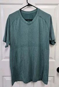 Lululemon Size L Metal Vent Aqua Green V Neck Men’s Short Sleeve T-Shirt - Picture 1 of 3