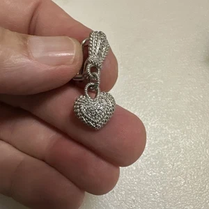 Herz Ohrring Silber einzeln 1 1/4 Zoll Ohrring, einzelner Ohrring, Hänger Posten hinten - Bild 1 von 5