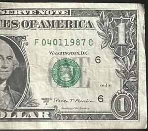 $1 Fancy S/N Birthday/Anniversary Note April 1st, 1987 (4/1/1987) (F04011987C) - Picture 1 of 5