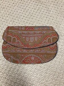 Vintage Morrocan Print Clutch Purse Envelope Lined W/Black Leather Very Unique!