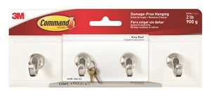 Command Key Rail Quartz (White) Holds Up to 900g (2lb) 1 Rail and 6 Strips - Picture 1 of 9