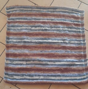 Babydecke , Wolldecke , Handarbeit , " Braun-Blau farbverlauf ", - Bild 1 von 6