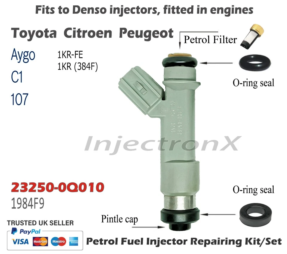 Fuel Injector Service Kit O-Ring  for Toyota Citroen Peugeot 1KR-FE 1.0L engines - Image 1 of 1