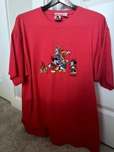 Mickey Inc Embroidered Red Tshirt Disney Mickey Vintage - Picture 1 of 8