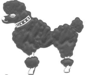 Black 50s Poodle Satin Iron On Patch 4.75 In Left - Picture 1 of 1