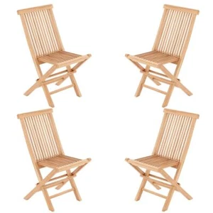 DIVERO 4er Set Gartenstuhl Klappstuhl Holzstuhl Balkonstuhl Teakholz natur - Bild 1 von 9