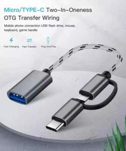 Prise USB C/Micro USB 2 en 1 vers USB-A Femelle, USB-A OTG Stocke Téléphone Portable - Photo 1/12