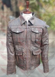 Rindslederjacke Herren Four Seasons Motorrad Lederjacke schmale Passform - Bild 1 von 5