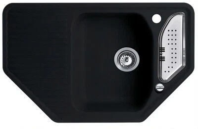 Teka Granitspüle Texina 45 E-TG Farbe Schwarzmetallic Granit-Spüle Eckspüle