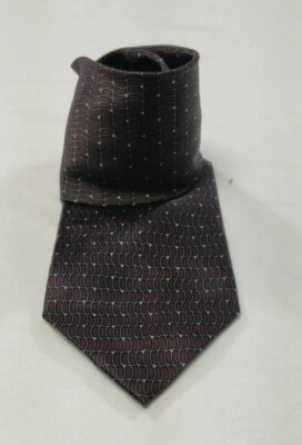 Corbata para hombre Louis Roth 100 % seda marrón ondulada geométrica 58,5" x 4" Foto 1 de 2