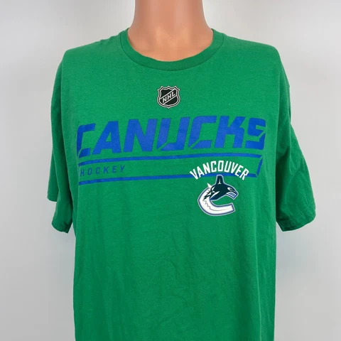 Fanatics Vancouver Canucks T Shirt NHL Pro Hockey Green Size L Cover