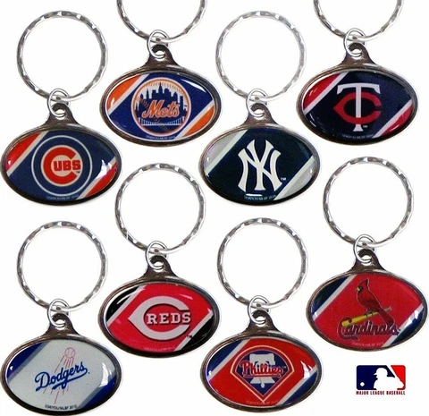 1 MLB Keychain Ring NEW Dome team logo color design Chrome Key Chain CHOOSE TEAM Cover