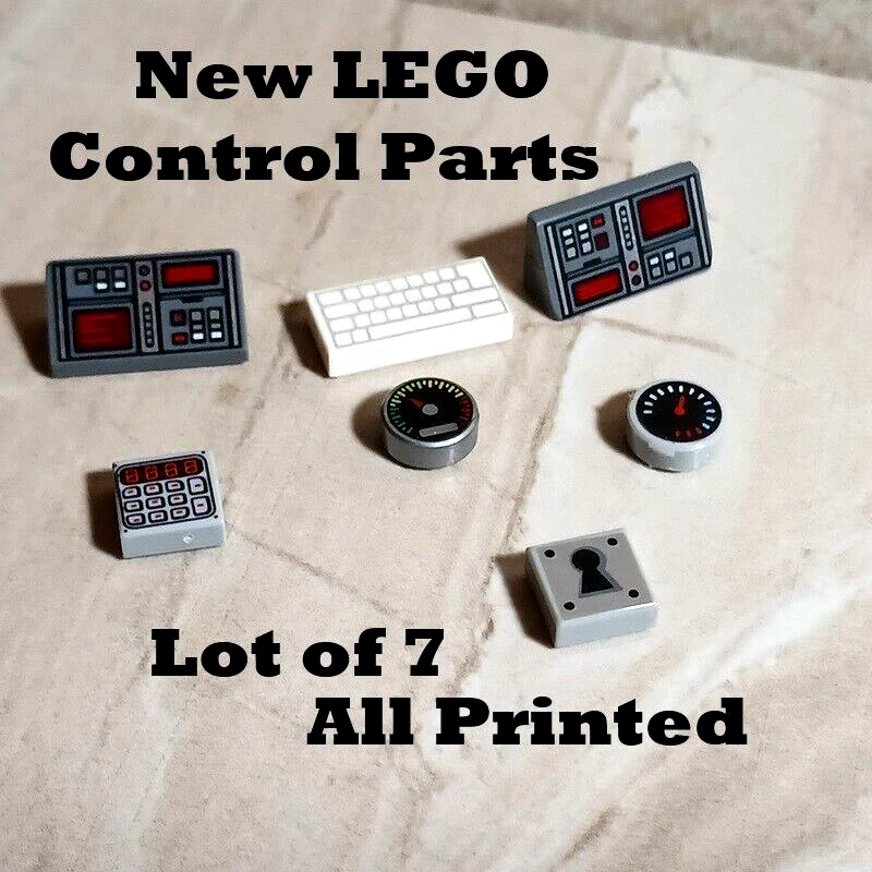 New LEGO Computer Control Office Gear Keyboard two Screen Display Printed Lock - Image 1 of 1