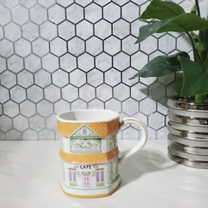 Vintage The Lenox Village Tea Coffee Mug Orange 1992 Cafe Shape - Picture 1 of 8
