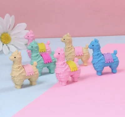 4- 100 Alpaca Puzzled Erasers Rubber Fun Stationery Kid Gift Removable party - Image 1 of 2