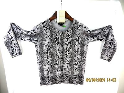 Cardigã suéter STYLE & CO. pequeno tamanho M/P 100% algodão cinza estampa de pele de cobra - Imagem 1 de 4