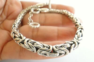 Brazalete de plata de ley 925 con cadena bizantina graduada de Bali sin piedra Foto 1 de 4