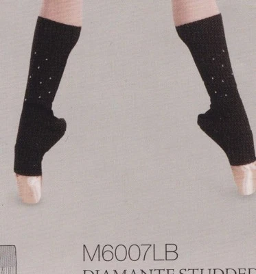 Calentadores de piernas Mirella con pedrería Jet M6007LB patrón acanalado 21" damas Foto 1 de 4