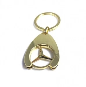 Official Mercedes Benz Classic Star Gold Shopping Coin Keyring Chain & Chip Gift - Picture 1 of 4