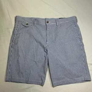 Polo Ralph Lauren Striped Stretch Straight Fit Shorts Blue White 36/34 - Picture 1 of 8