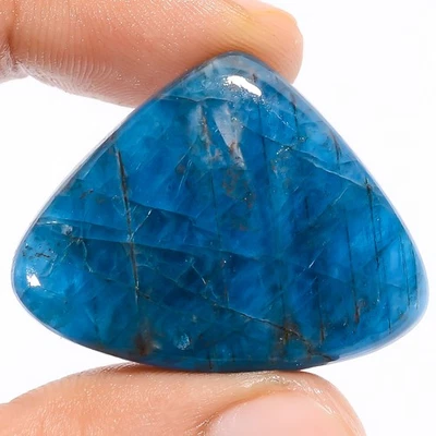 Piedra preciosa cabujón en forma de corazón apatita azul neón natural 56,5 quilates 26X34X6 mm X22296 Foto 1 de 2