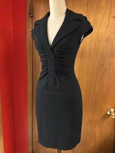 Abito in jersey nero cache spesso taglia 6 rayon nylon spandex 35” B - Foto 1 di 9