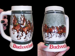 Budweiser 50th Anniversary Beer Stein Mug Cup Clydesdales Horses HOLIDAY GIFT - Picture 1 of 10