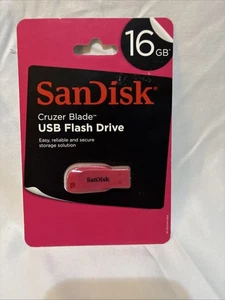 SanDisk Pink Cruzer Blade Flash Drive 16GB USB 2.0 Pen Memory Stick - Afbeelding 1 van 2