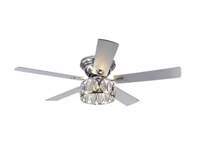 Breezary Jemore 52 in. Indoor Flush Mount Chrome Crysral Ceiling Fan with Light - Image 1 of 4
