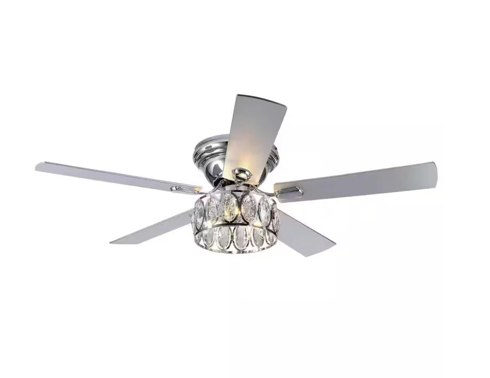 Breezary Jemore 52 in. Indoor Flush Mount Chrome Crysral Ceiling Fan with Light - Image 1 of 4