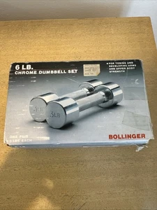 Vintage Chrome Pair 3lb Dumbells (6 lbs Total) Screw On Weights Set-Clean - Picture 1 of 5