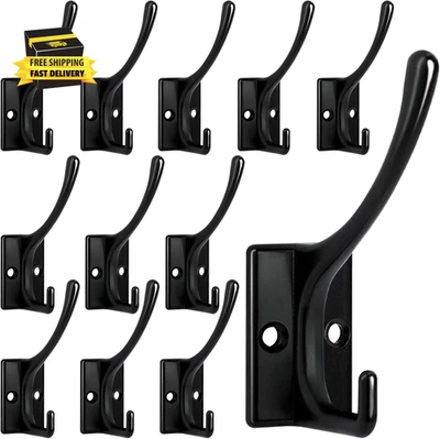 12 Pack Coat Hooks, Heavy Duty Coat Hooks Wall Mounted with 24 Screws, No Rust D - Image 1 of 4