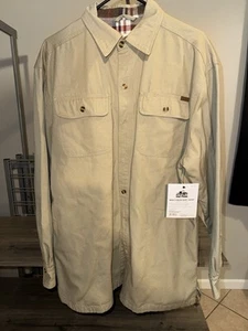 Old Mill Men’s Canvas Shirt Jacket Size L Tan Flannel Lined Heavyweight Workwea - Picture 1 of 3