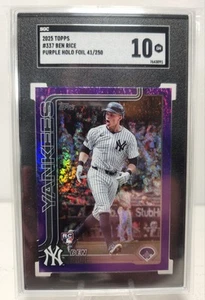 2025 Topps Ben Rice Purple Holo Foil /250 SGC 10 Gem Mint Rookie RC Sand Glitter - Picture 1 of 2