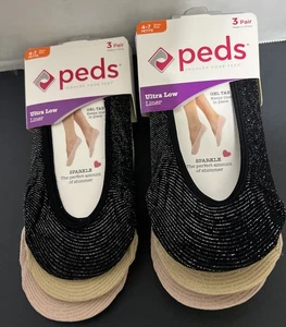 Peds Damen Ultra Low Liner/Glitzer Gel Tab Petite 4-7/6 Paar-Neu mit Etikett - Bild 1 von 4