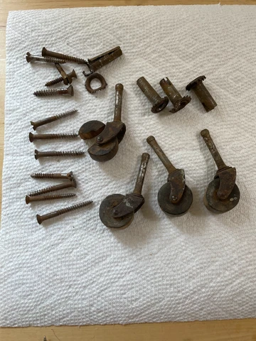 Lot of Antique Furniture Wooden Wheels and Screws Cover