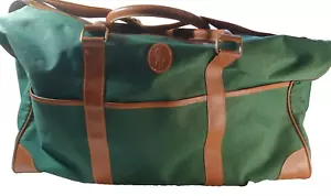 Ralph Lauren Green Canvas Duffle Gym Bag Long Weekend Zip Closur Shoulder Strap - Picture 1 of 10