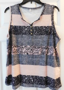 Camiseta sin mangas con cuello con muescas XL en bloques de colores para mujer - Imagen 1 de 7