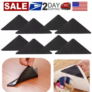 8× Reusable Rug Carpet Mats Grippers Anti Slip Stopper Washable Grips Corner Pad - Picture 1 of 14