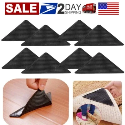 8× Reusable Rug Carpet Mats Grippers Anti Slip Stopper Washable Grips Corner Pad - Image 1 of 4