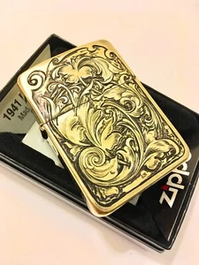 Hand Engraved Brass Flip Top Lighter - Picture 1 of 12
