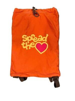 Life Is Good Retro Drawstring Cinch Sack Backpack Bag “Spread The Love" Orange - Image 1 of 4