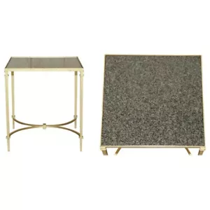 ELEGANT VINTAGE BRASS AND ITALIAN MARBLE SIDE TABLE WITH ORNATELY CASTS BASE - Picture 1 of 18