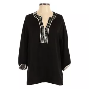 Paperwhite Black Jeweled Oversized Lightweight Tunic Blouse Size S - Picture 1 of 11