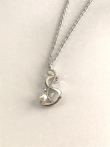 Authentic MIKIMOTO Akoya Pearl Necklace Pendant Sterling Silver initial S Japan - Picture 1 of 6
