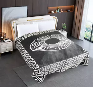 Heavy 1500GSM Soft Queen Mink Blanket Double Layer Warm Throw 7.2KG Grey White - Picture 1 of 3