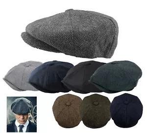 Peaky Blinders Hut Zeitungsjunge flache Kappe Herringbone Tweed Wolle Bäcker Junge Gatsby - Bild 1 von 25